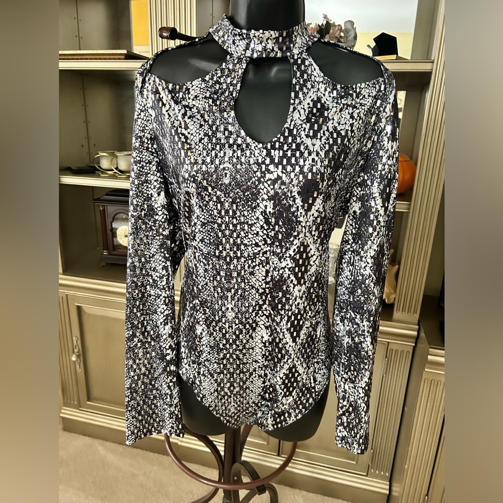 Funky reptile print bodysuit with cutouts size 2x